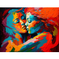 Canvas Wall Art - Canvas Wall Art: Passionate Embrace Abstract Painting - B1311