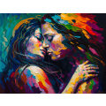 Canvas Wall Art - Canvas Wall Art: Passionate Embrace Abstract Painting - B1312