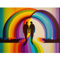 Canvas Wall Art - Rainbow Connecting Two Figures - B1382