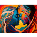 Canvas Wall Art - Canvas Wall Art: Soulmates; Two Figure Intertwined  - B1333