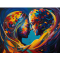 Canvas Wall Art - Canvas Wall Art: Soulmates; Two Figure Intertwined  - B1334