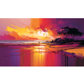 Canvas Wall Art - Canvas Wall Art Sunset on the Beach  - B1085