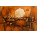 Canvas Wall Art - Swirling Brushstrokes Warm Oranges  - A1476