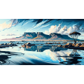 Canvas Wall Art - Canvas Wall Art  Table Mountain Reflection Abstract - B1083