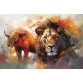 Canvas Wall Art - Two Lion Figures  - A1306