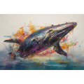 Canvas Wall Art - Dolphin Jumping Out of Water - A1333