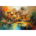 Canvas Wall Art - Abstract Piece Captures Oasis Like Allure - A1393