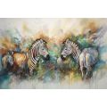 Canvas Wall Art - Two Zebras in The Bush - A1364