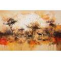 Canvas Wall Art - Abstract Representation Rural African Life  - A1215