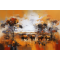 Canvas Wall Art - Abstract Representation Rural African Life  - A1239