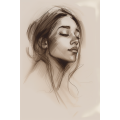 Canvas Wall Art - Light Sketch Captures Essence Woman  - A1521