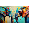 Canvas Wall Art - Canvas Wall Art Two Elephants Interlocked - B1071
