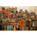 Canvas Wall Art - Through Collage Abstract Shapes Textures  - A1279