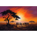 Canvas Wall Art - Family Walking at Sunset  - A1224