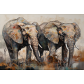 Canvas Wall Art - Two Elephants Walking  - A1340