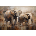 Canvas Wall Art - Two Elephants Walking - A1341
