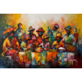 Canvas Wall Art - Ancient African Women Around a Table  - A1298