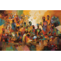 Canvas Wall Art - Ancient African Women Around a Table  - A1295