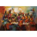 Canvas Wall Art - Ancient African Women Around a Table  - A1297
