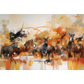 Canvas Wall Art - Zebras Running in Water  - A1311