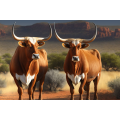 Canvas Wall Art - Two Afrikaner Cattle Standing - B1425