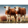 Canvas Wall Art - Two Bonsmara Cattle Standing - B1433