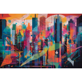 Canvas Wall Art - Vibrant Hues Intersecting Lines  - A1072