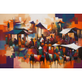 Canvas Wall Art - Vibrant African Village Dance  - A1236