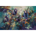 Canvas Wall Art - Vibrant Strokes Green Blue Purple  - A1104