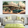 Canvas Wall Art - Canvas Wall Art- Gas Station in The 60s - B1162