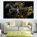 Canvas Wall Art - Canvas Wall Art- Black &amp; Golden Horse Running - B1173