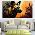 Canvas Wall Art - Canvas Wall Art  Wild Dog Abstract Painting - B1078