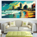 Canvas Wall Art - Canvas Wall Art Durban Beachfront Abstract Painting - B1100