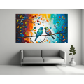 Canvas Wall Art - Canvas Wall Art: Lovebirds Acrylic Painting - B1315