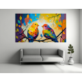 Canvas Wall Art - Canvas Wall Art: Lovebirds Acrylic Painting - B1317