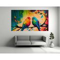 Canvas Wall Art - Canvas Wall Art: Lovebirds Acrylic Painting - B1318