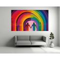 Canvas Wall Art - Rainbow Connecting Two Figures - B1380