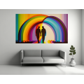 Canvas Wall Art - Rainbow Connecting Two Figures - B1382