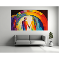 Canvas Wall Art - Rainbow Connecting Two Figures - B1383