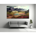 Canvas Wall Art - Canvas Wall Art-Mountainous Landscape Painting   - B1227
