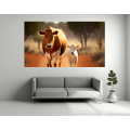 Canvas Wall Art - Nguni Cow Walking With Calf - B1461