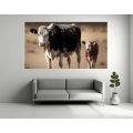 Canvas Wall Art - Nguni Cow Walking With Calf - B1463