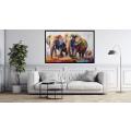 Canvas Wall Art - 3 Elephants Walking Abstract - A1380