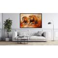 Canvas Wall Art - Male Lions Running Abstract - A1411