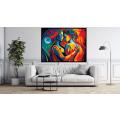 Canvas Wall Art - Canvas Wall Art: Passionate Embrace Abstract Painting - B1314