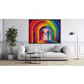 Canvas Wall Art - Rainbow Connecting Two Figures - B1380