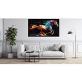 Canvas Wall Art - Colourful Horse Painting Running - B1588