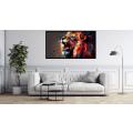 Canvas Wall Art - Colourful Lion Roaring - B1595