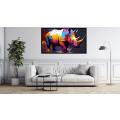 Canvas Wall Art - Colourful Rhino Painting - B1610
