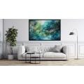 Canvas Wall Art - Soft Flowing Layers Translucent Blues Green - A1004